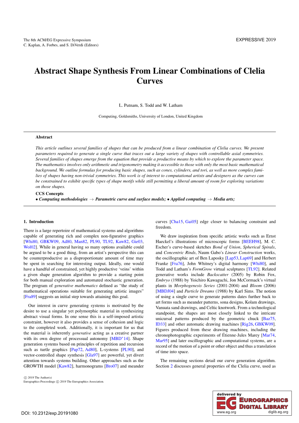 Abstract Shape Synthesis from Linear Combinations of Clelia Curves