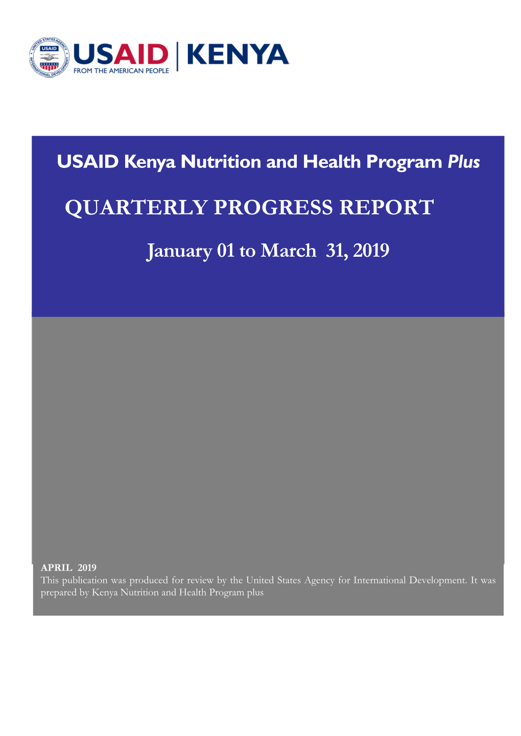 Quarterly Progress Report