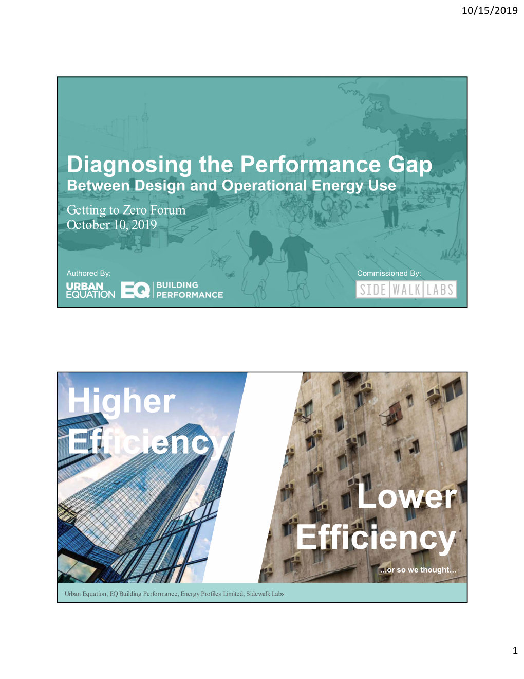 Performance Gap Between Design and Operational Energy Use Getting to Zero Forum October 10, 2019