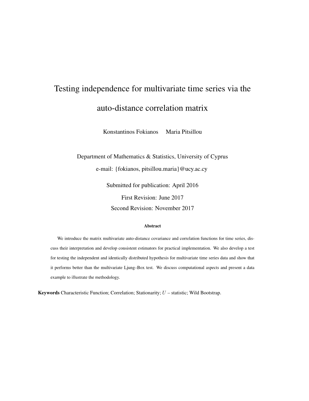 Testing Independence for Multivariate Time Series Via the Auto-Distance