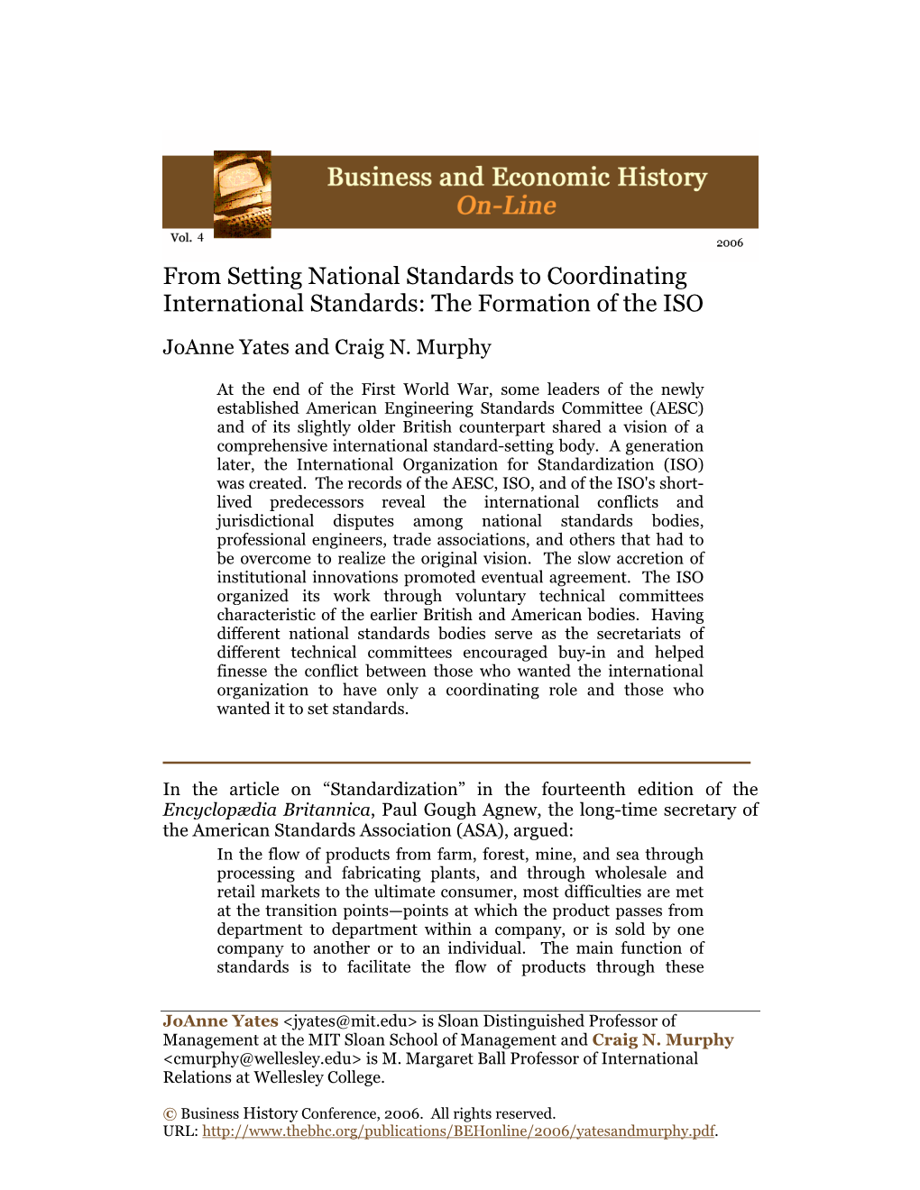 From Setting National Standards to Coordinating International Standards: the Formation of the ISO