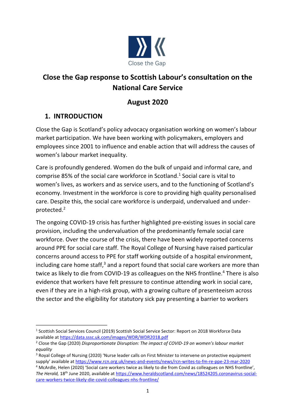 Close the Gap Response to Scottish Labour's Consultation on The