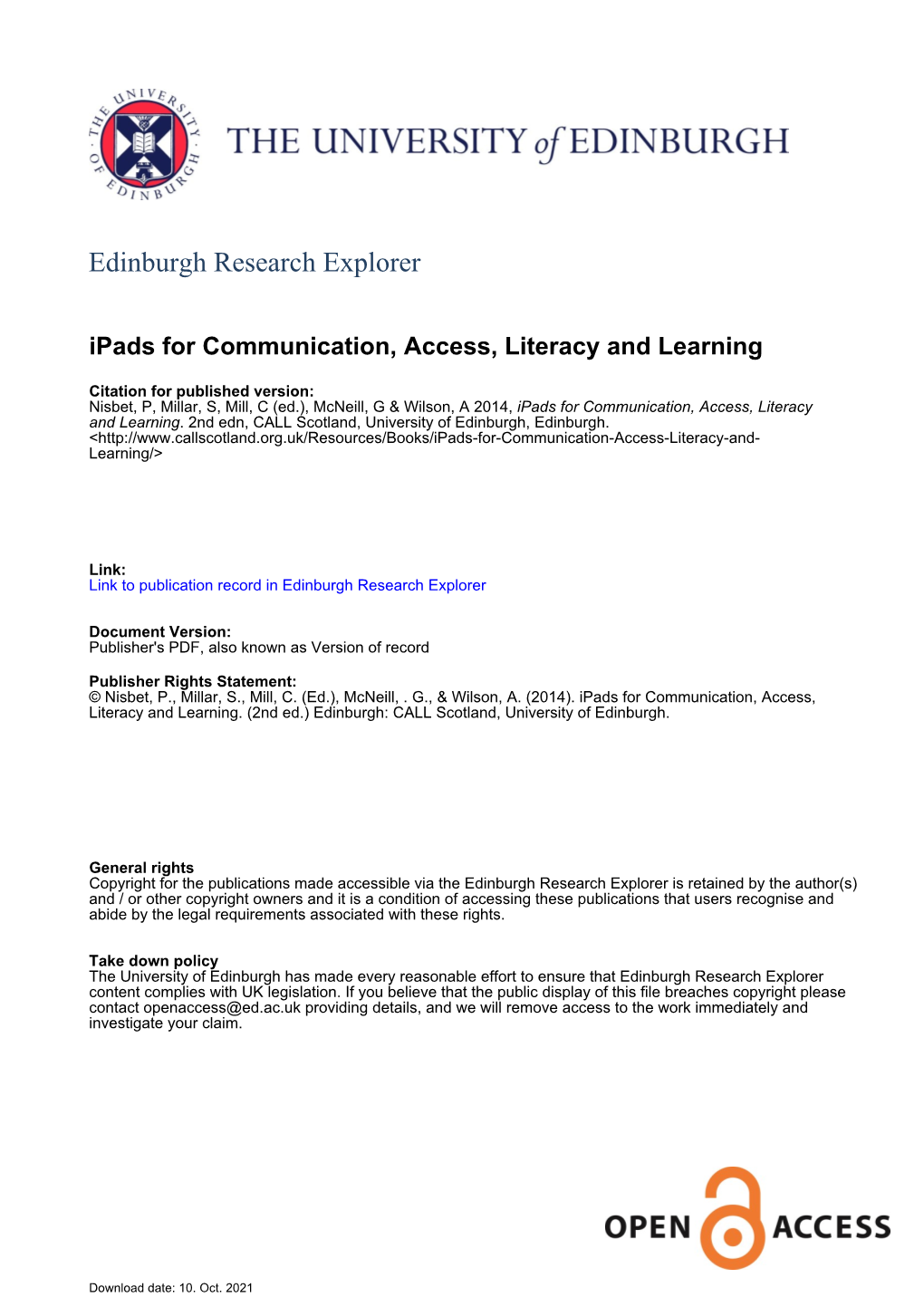 Ipads for Communication, Access, Literacy and Learning