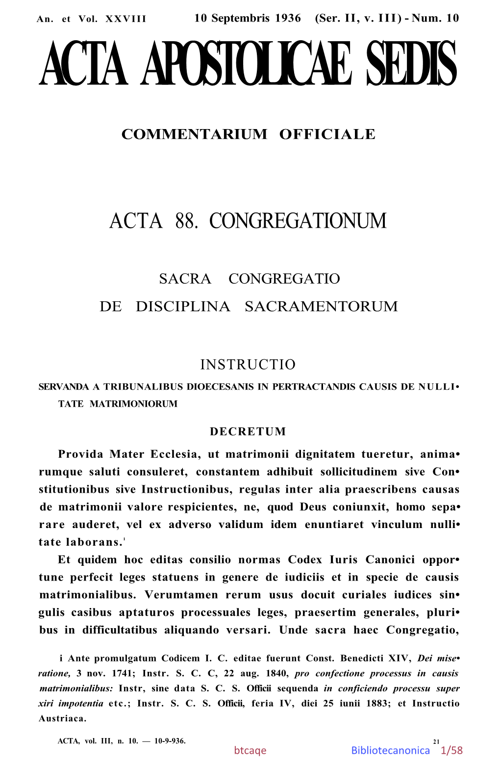 Btcaqe Instructio Provida Mater, 15 Agosto 1936, AAS 28