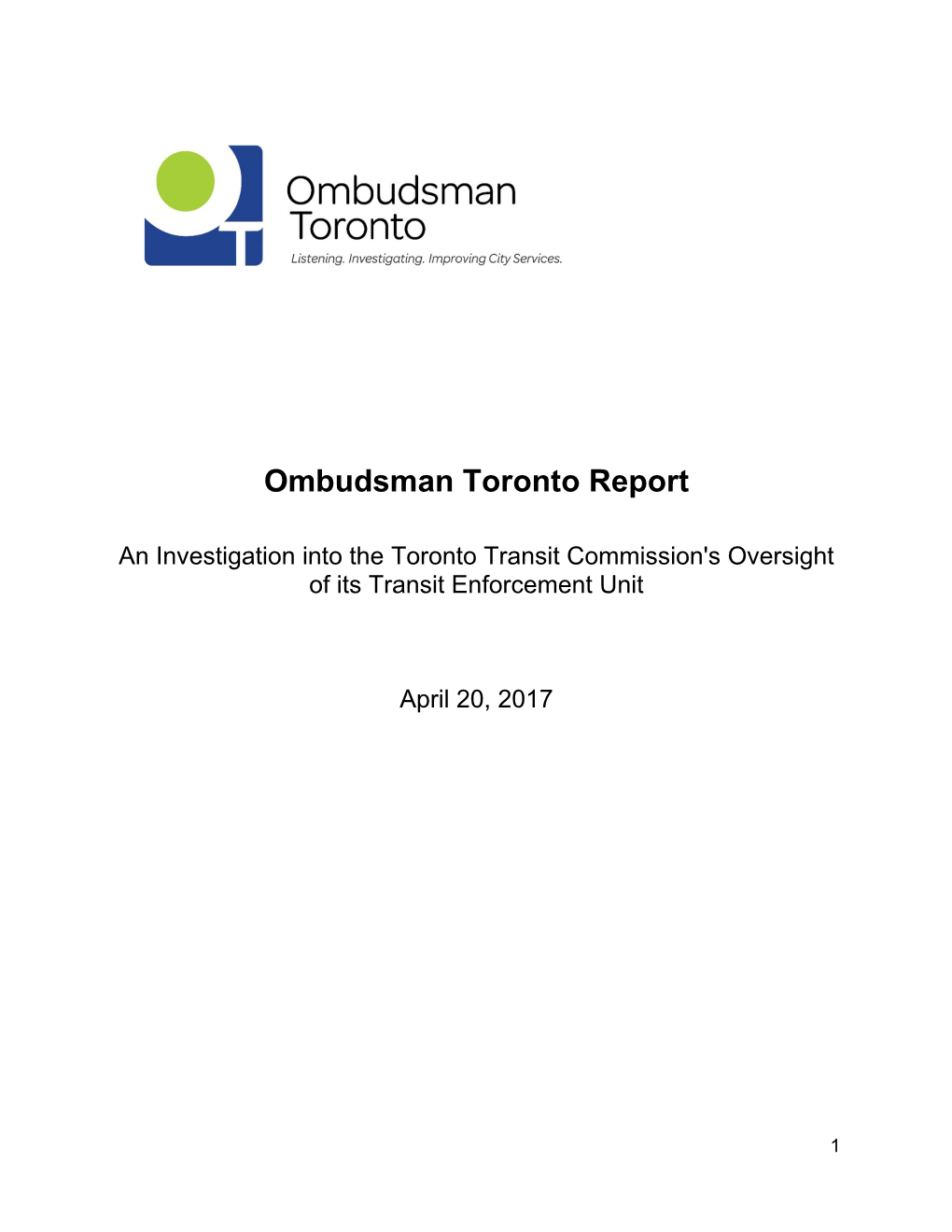 Ombudsman Toronto Report