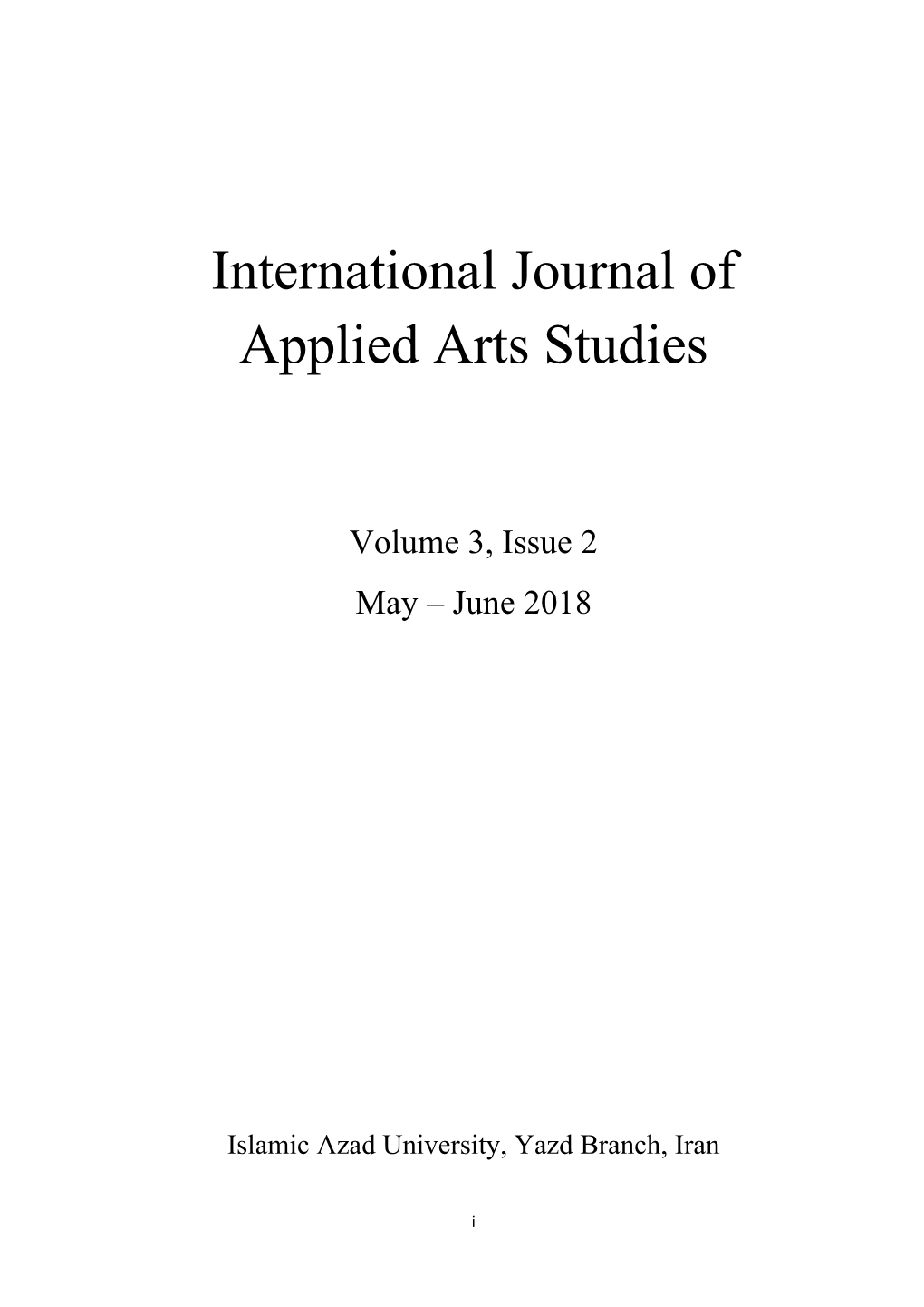 International Journal of Applied Arts Studies