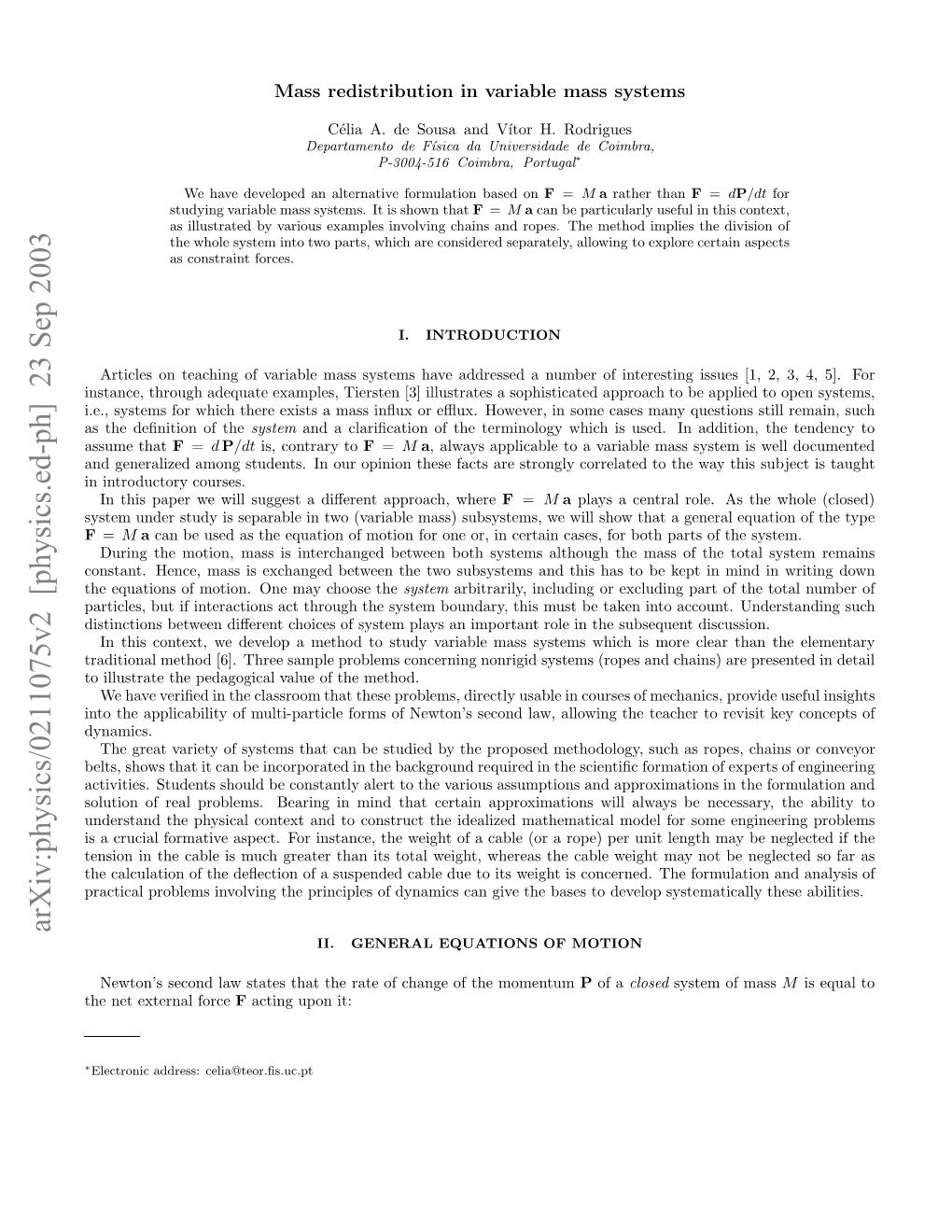 Arxiv:Physics/0211075V2 [Physics.Ed-Ph] 23 Sep 2003 H E Xenlforce External Net the