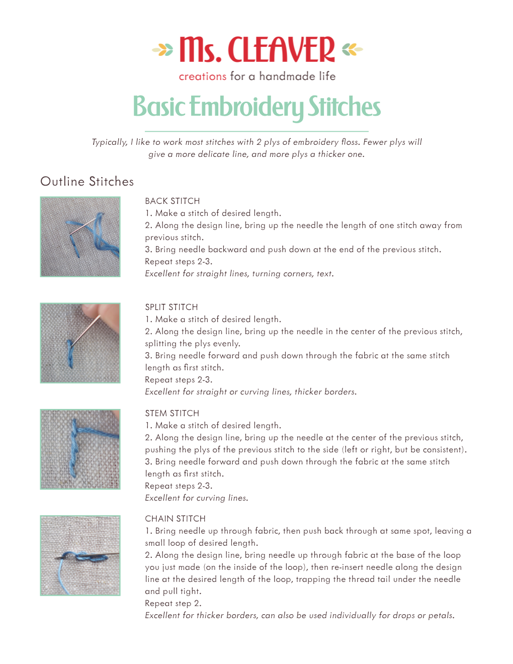 Basic Embroidery Stitches