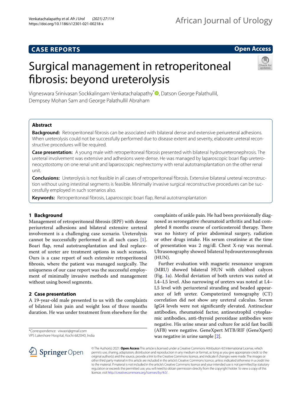 Surgical Management in Retroperitoneal Fibrosis