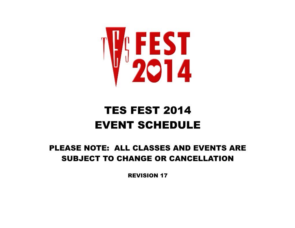 Tes Fest 2014 Event Schedule