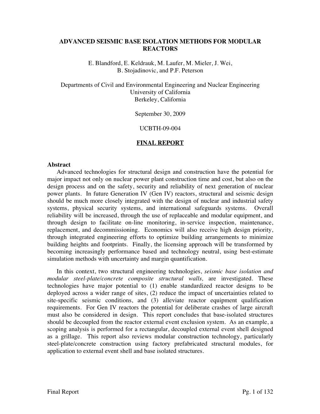 Advanced Seismic Base Isolation Methods for Modular Reactors