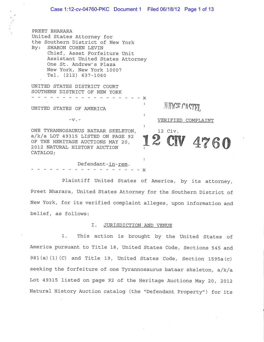 Case 1:12-Cv-04760-PKC Document 1 Filed 06/18/12 Page 1 of 13 Case 1:12-Cv-04760-PKC Document 1 Filed 06/18/12 Page 2 of 13