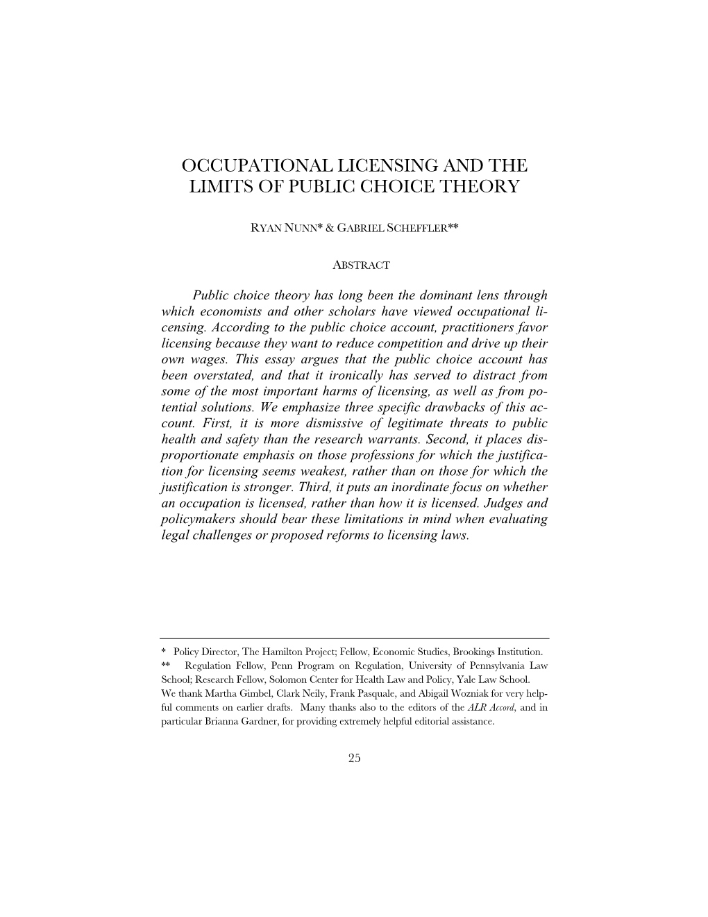 Occupational Licensing and the Limits of Public Choice Theory