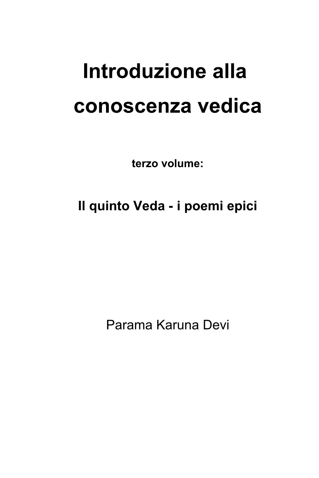 Introduzione Alla Conoscenza Vedica
