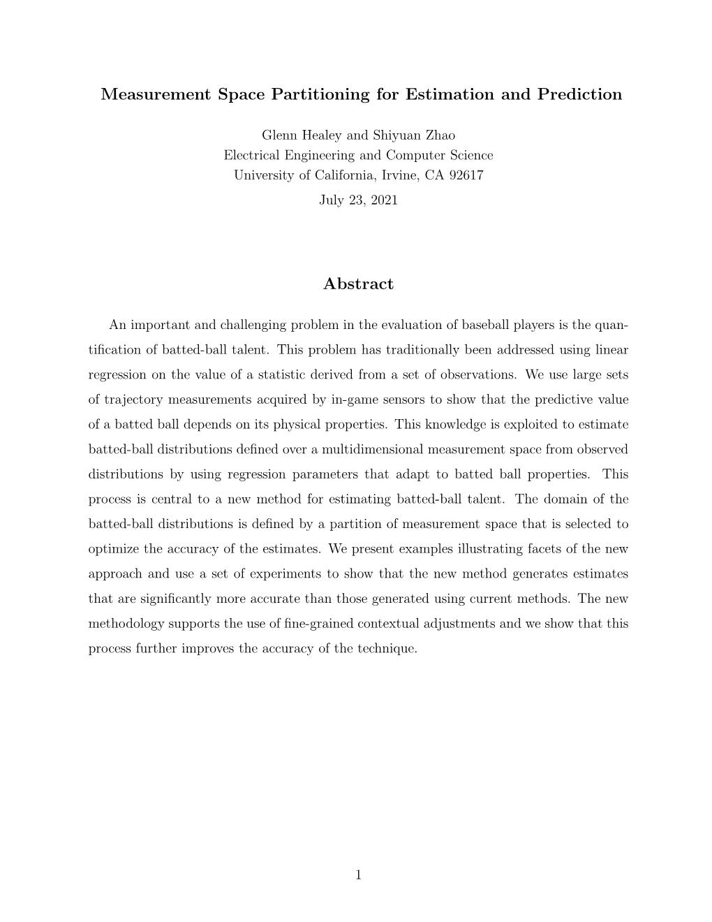 Measurement Space Partitioning for Estimation and Prediction