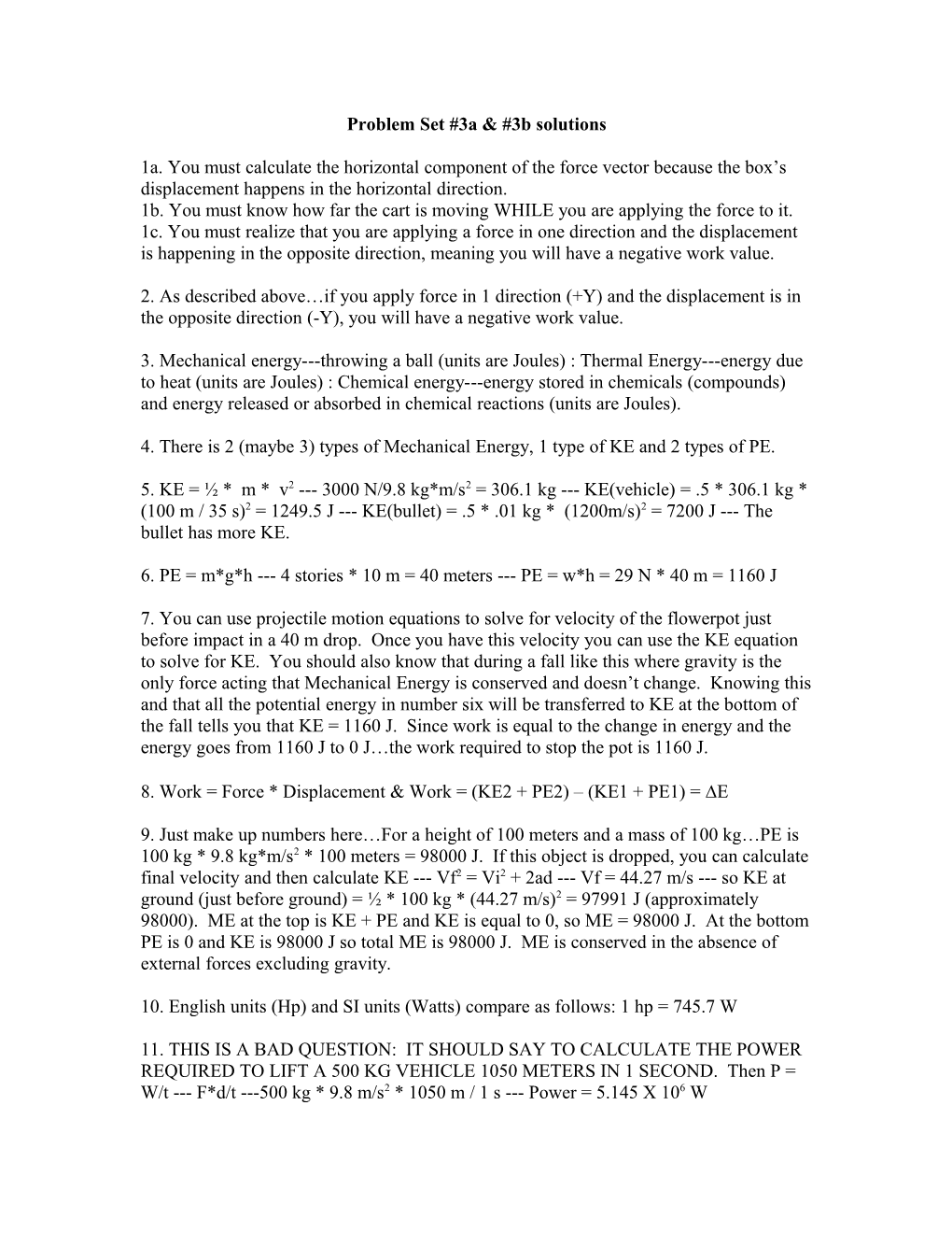 Problem Set #3A & #3B Solutions