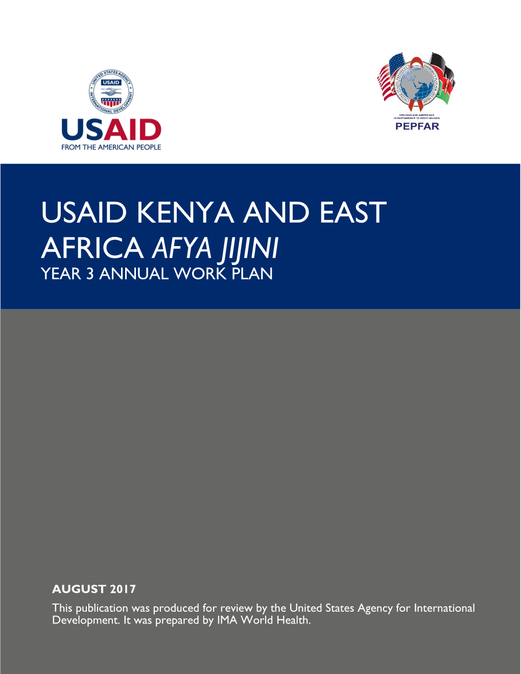 Usaid Kenya and East Africa Afya Jijini Year 3 Annual Work Plan
