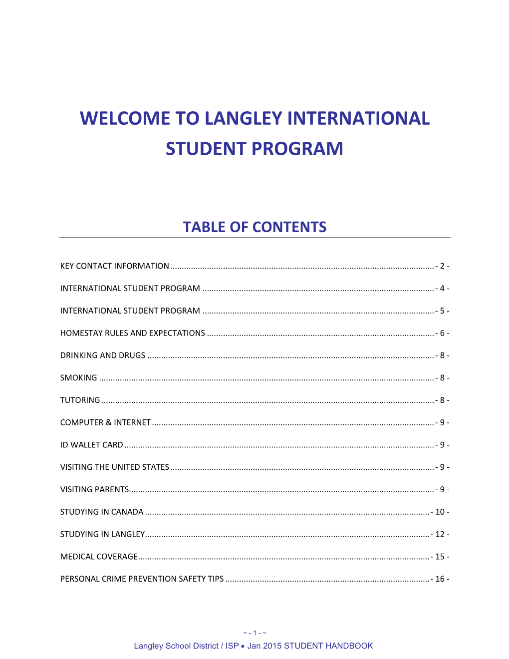 Langley International Student Program