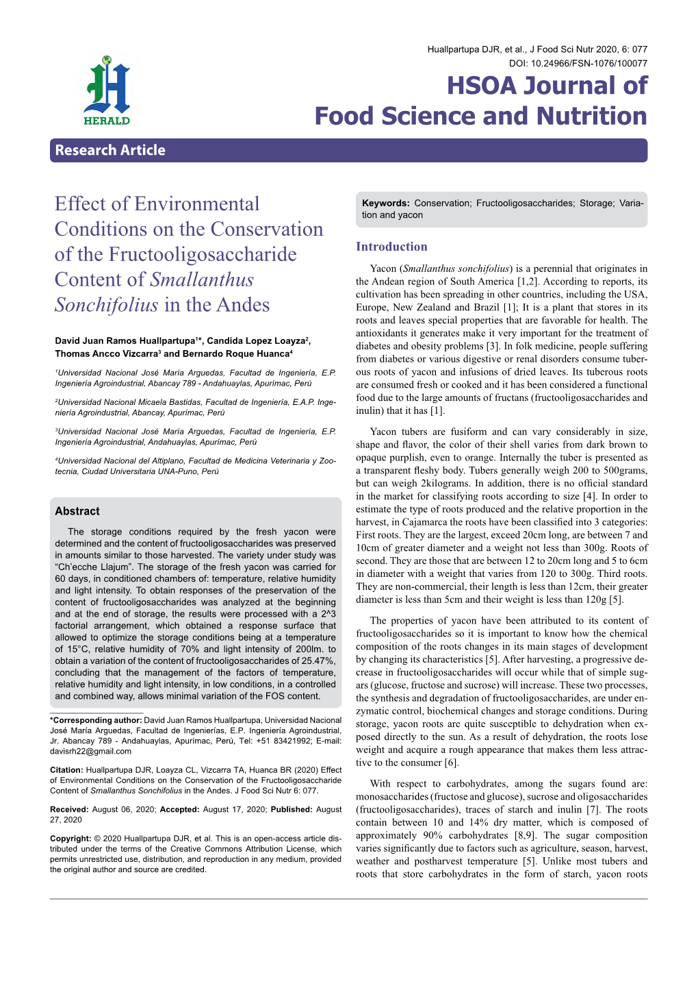 Effect of Environmental Conditions on the Conservation of The