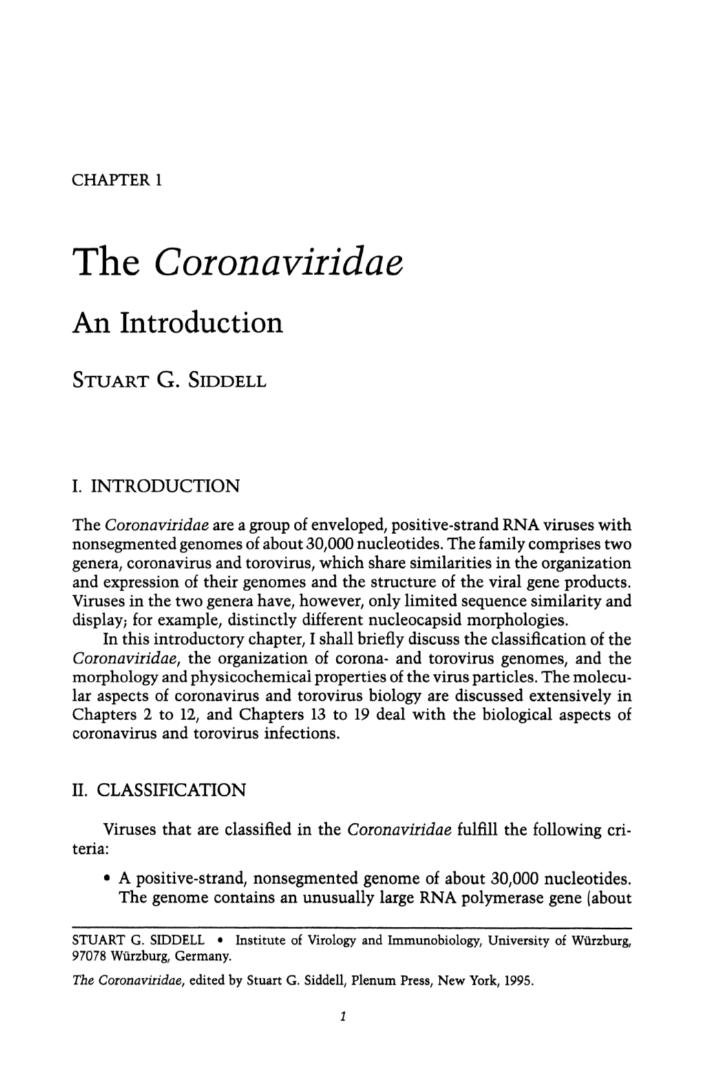 The Coronaviridae an Introduction