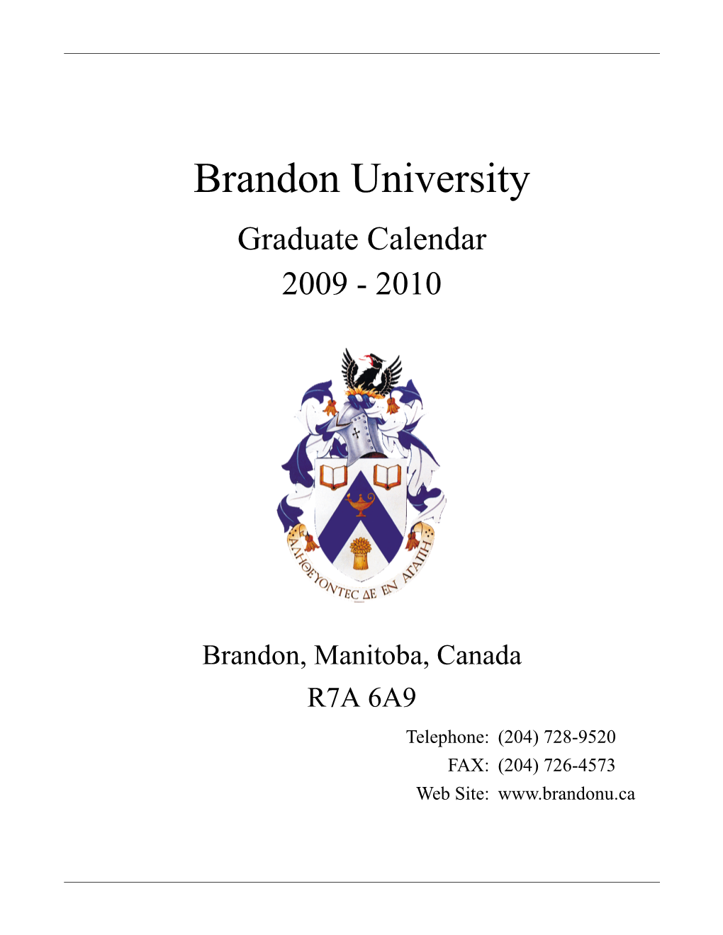 Graduate Calendar 2009-2010