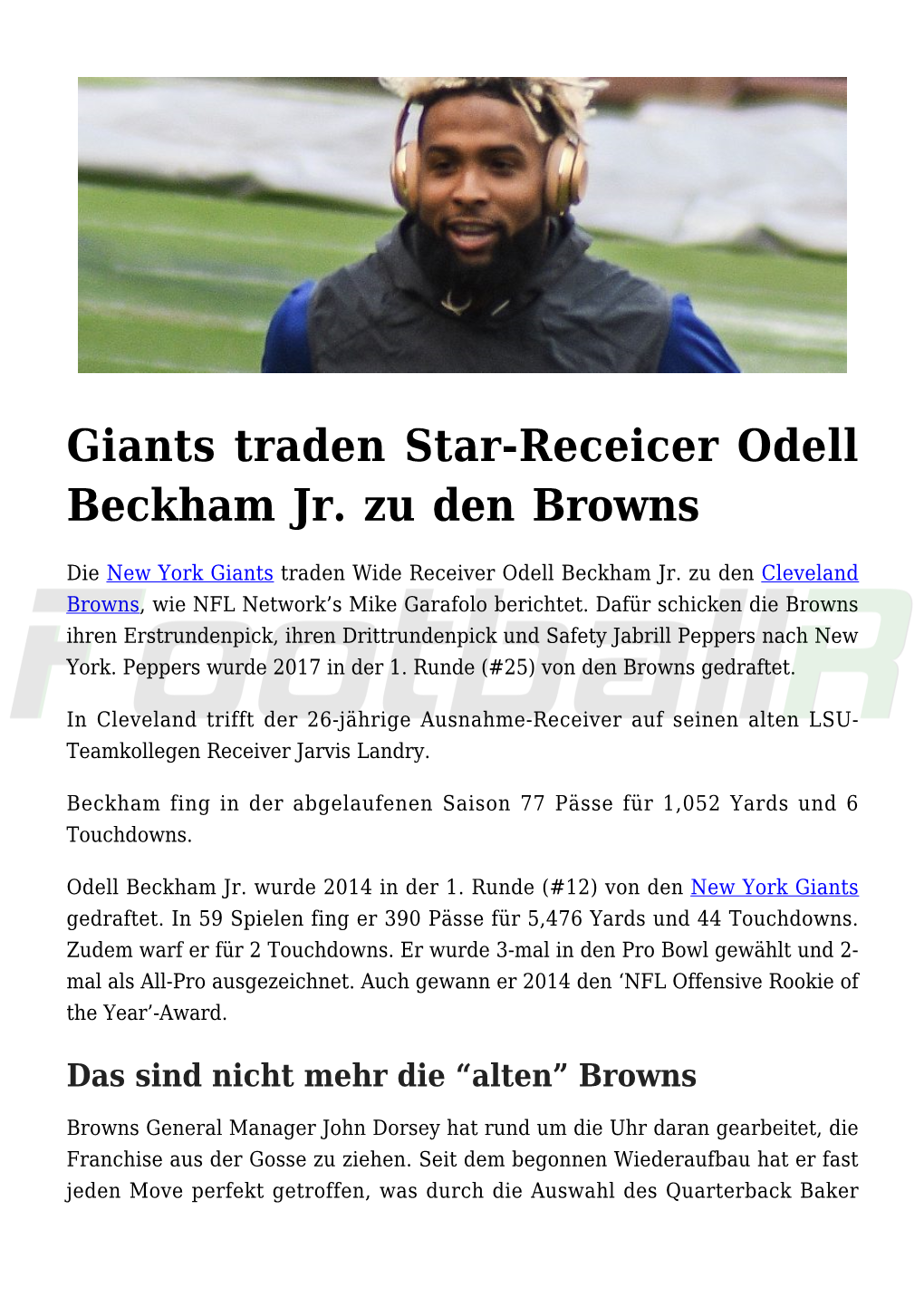Giants Traden Star-Receicer Odell Beckham Jr. Zu Den Browns