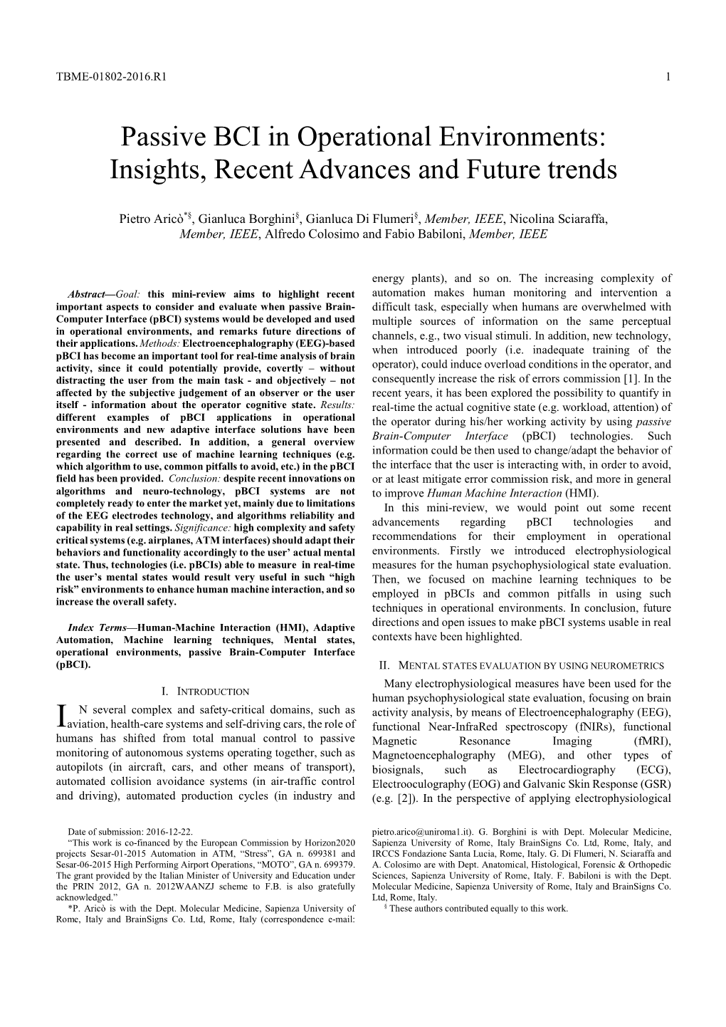 Passive BCI in Operational Environments: Insights, Recent Advances and Future Trends