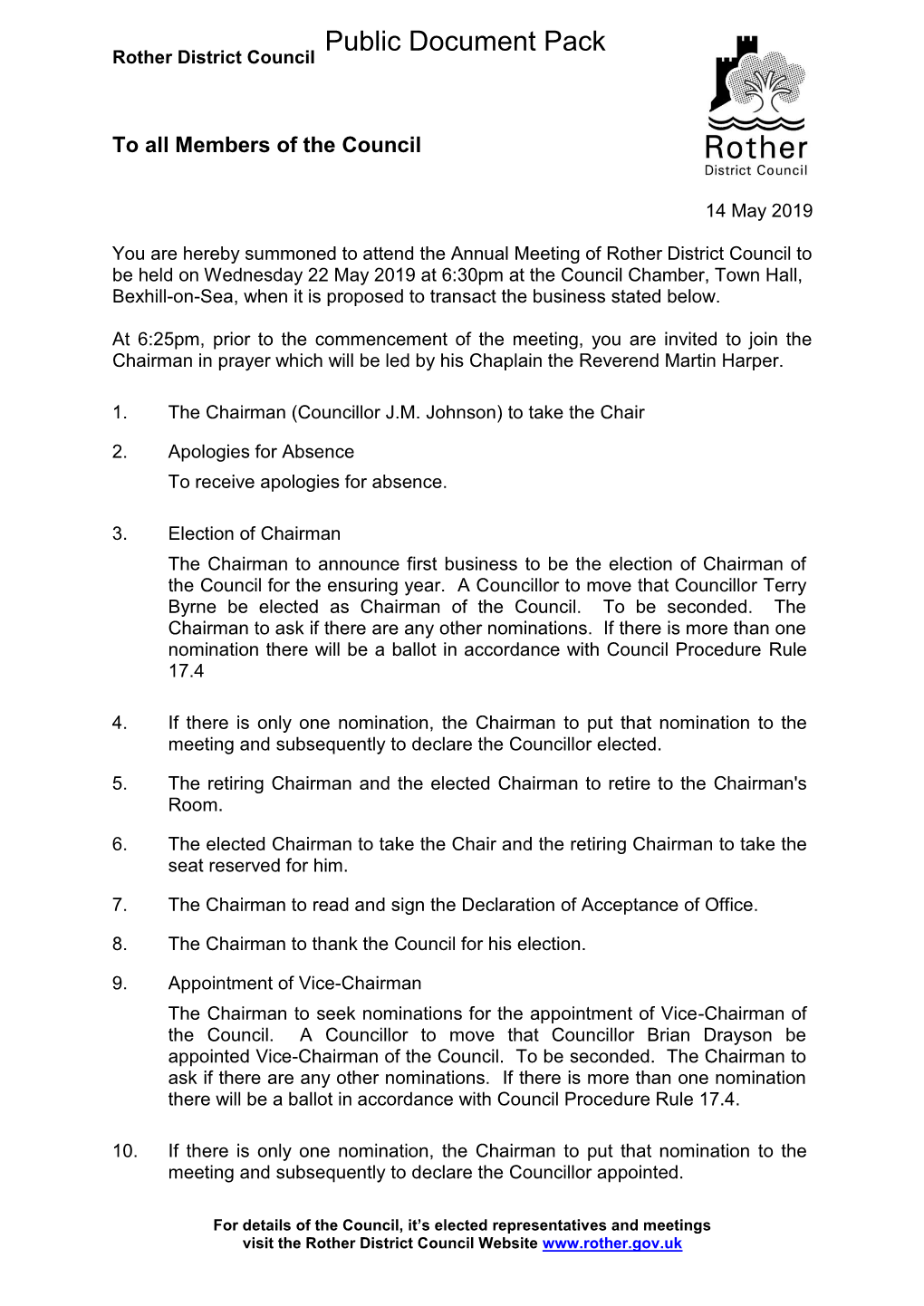 (Public Pack)Agenda Document for Council, 22/05/2019 18:30