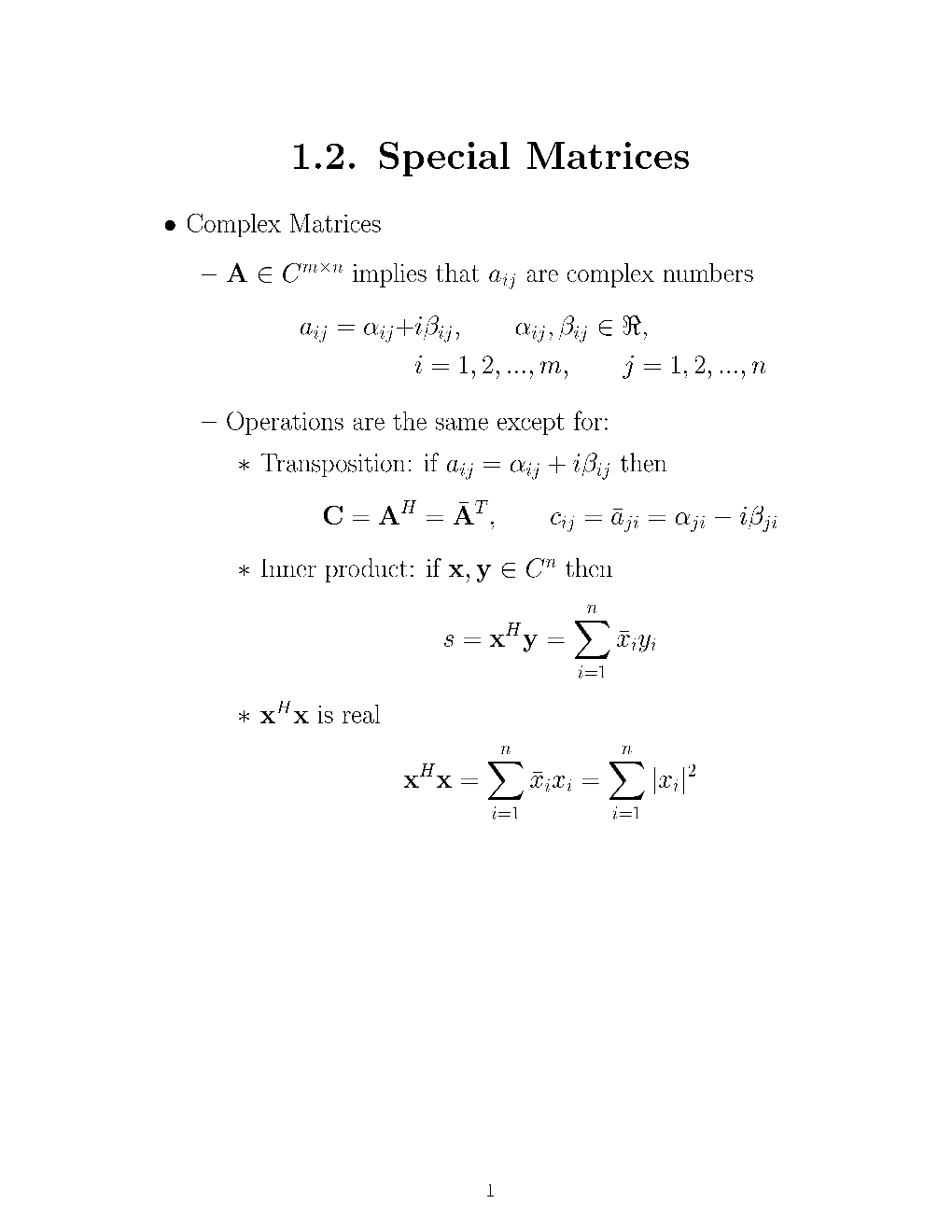 1.2. Special Matrices