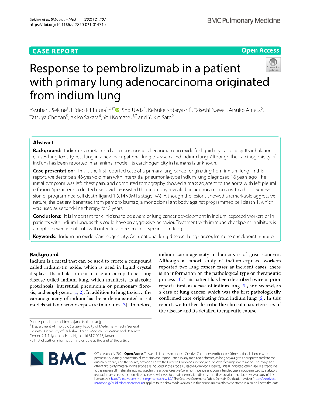 Response to Pembrolizumab in a Patient with Primary Lung