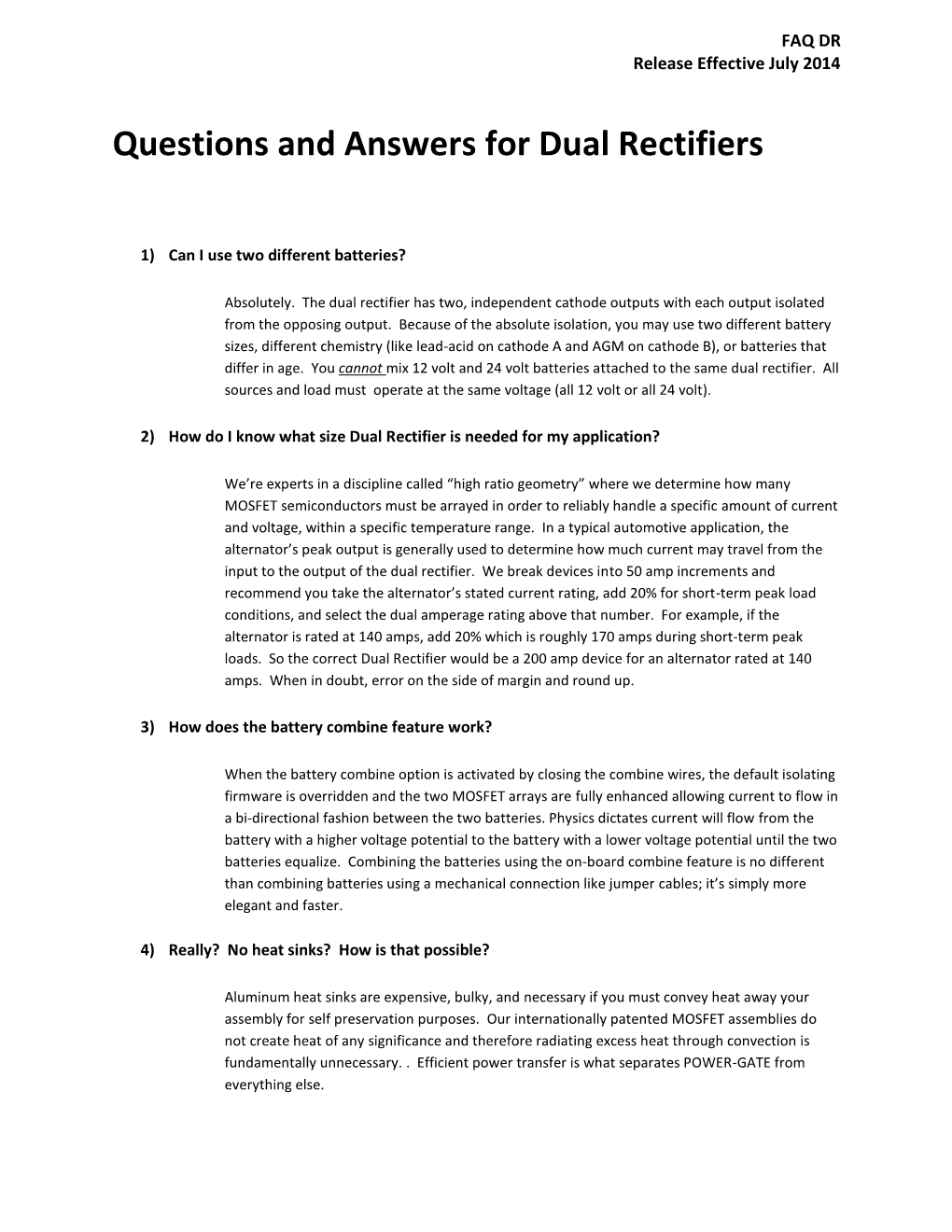 Questions and Answers for Dual Rectifiers