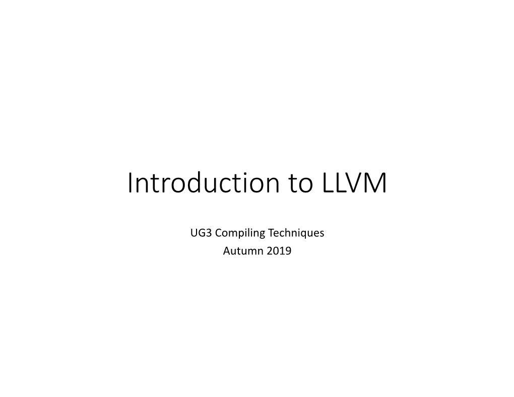 Introduction to LLVM