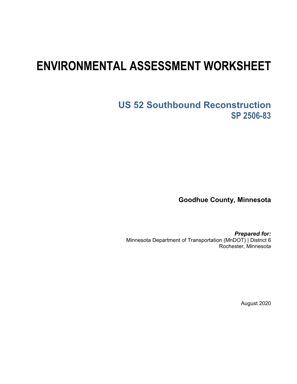 Environmental Assessment Worksheet