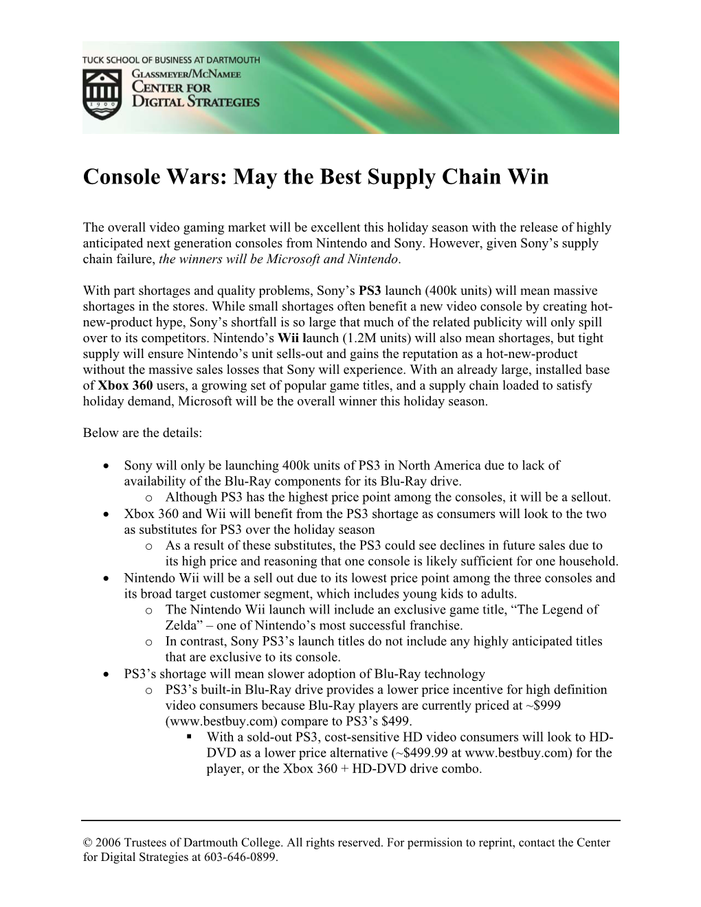 Console Wars: May the Best Supply Chain Win