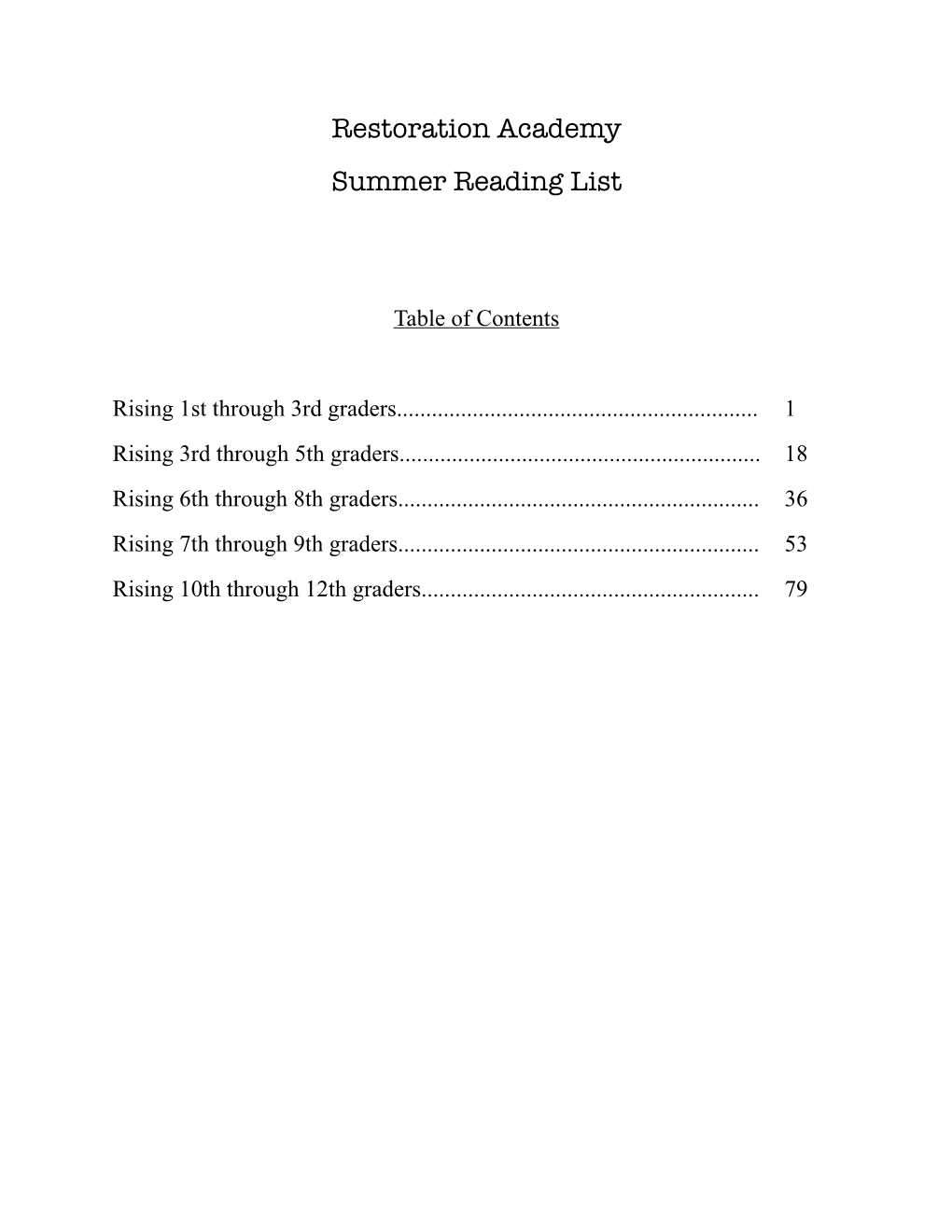 Summer Reading List