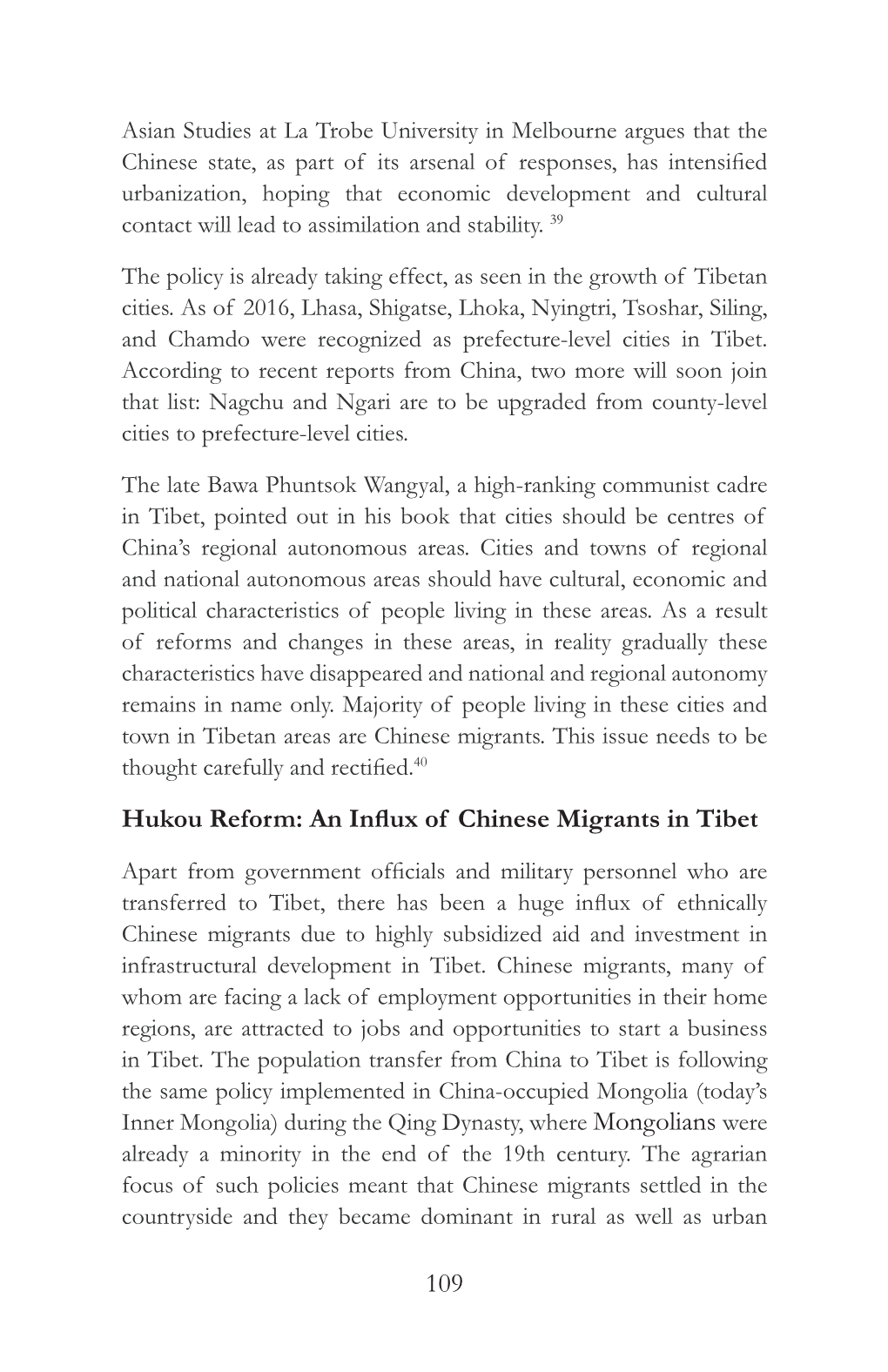 109 Hukou Reform: an Influx of Chinese Migrants in Tibet