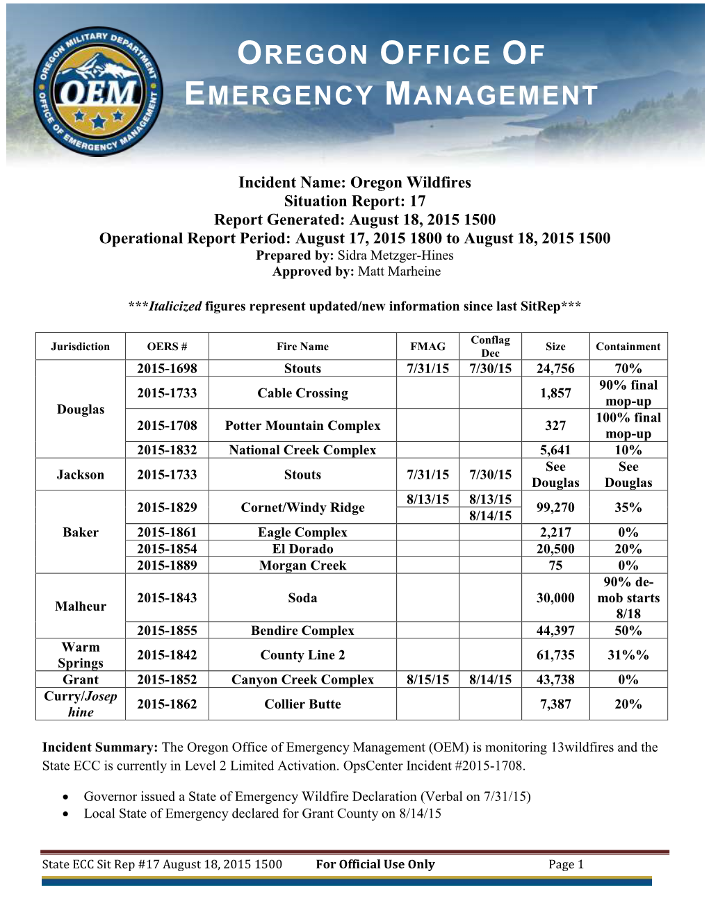 Oregon Office of Emergency Management