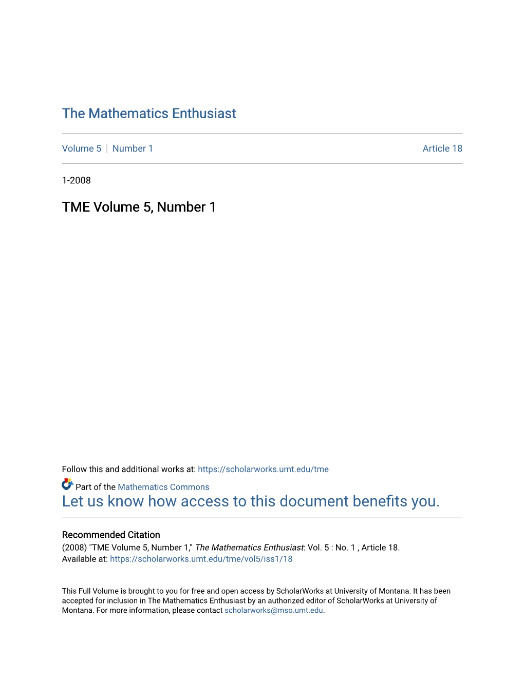 The Mathematics Enthusiast