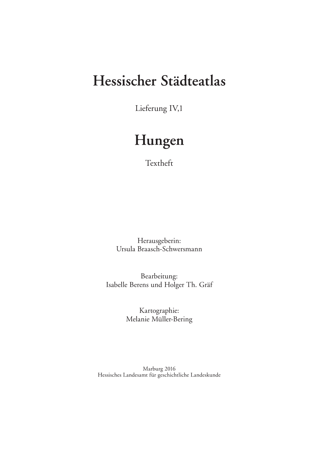 Hessischer Städteatlas Hungen