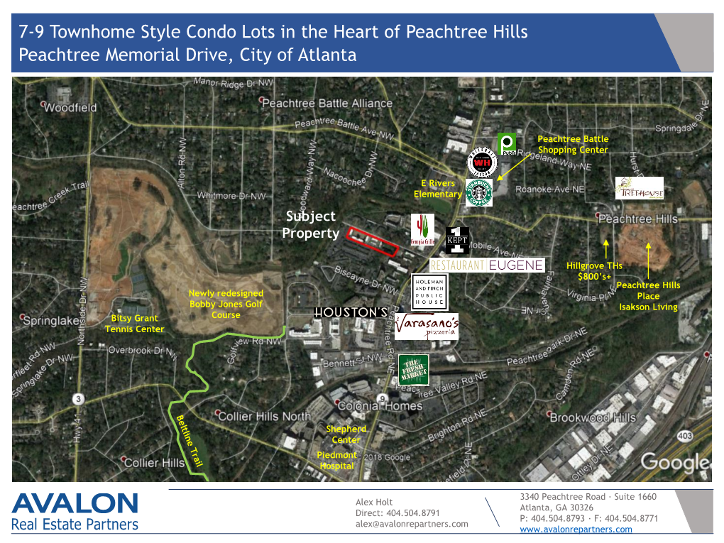 7-9 Townhome Style Condo Lots in the Heart of Peachtree Hills Peachtree Memorial Drive, City of Atlanta