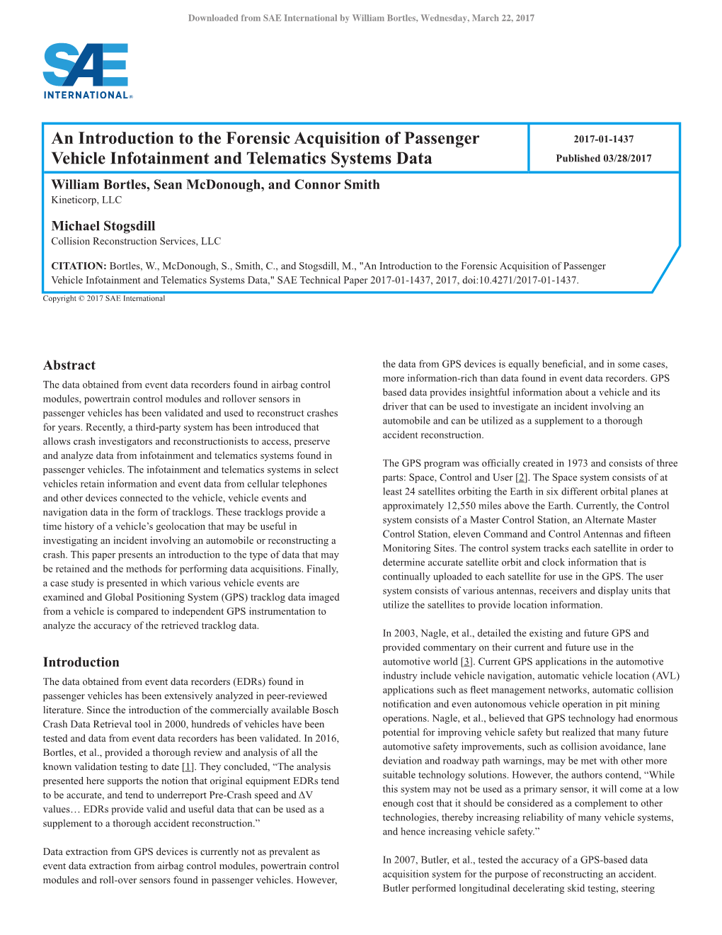 An Introduction to the Forensic Acquisition of Passenger Vehicle