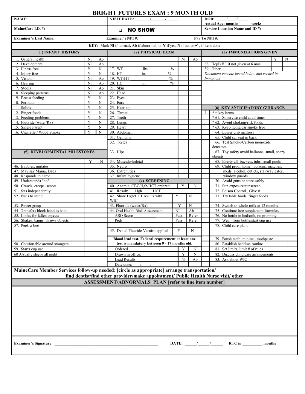 9 Month Old Well Child Exam