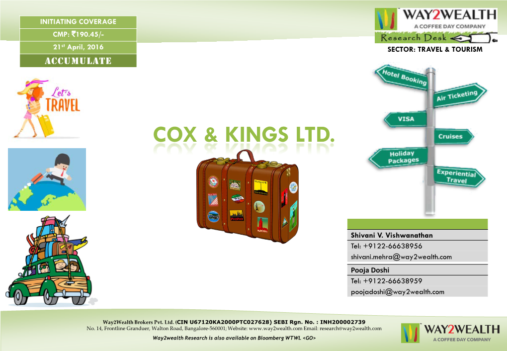 Investment Ideas Cox & Kings Ltd. 21 April 2016