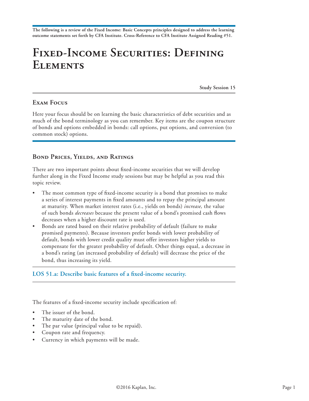 Fixed-Income Securities: Defining Elements