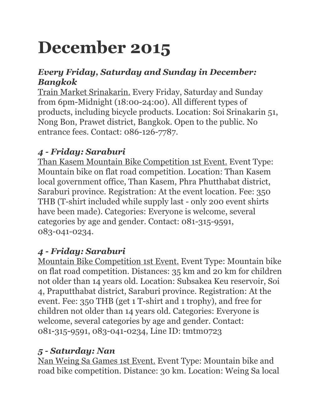 December 2015 ! Every Friday, Saturday and Sunday in December: Bangkok Train Market Srinakarin