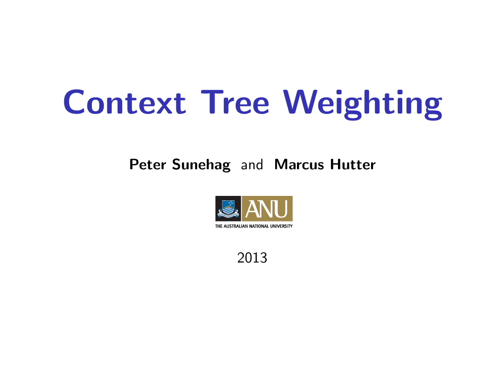 Context Tree Weighting