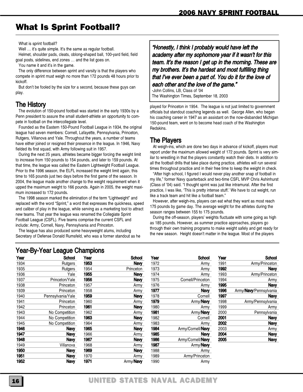 2006 Sprint FB Guide