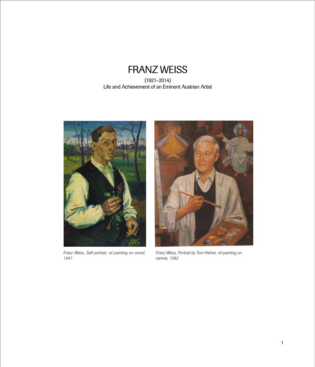 Franz Weiss (1921–2014) Life and Achievement of an Eminent Austrian Artist