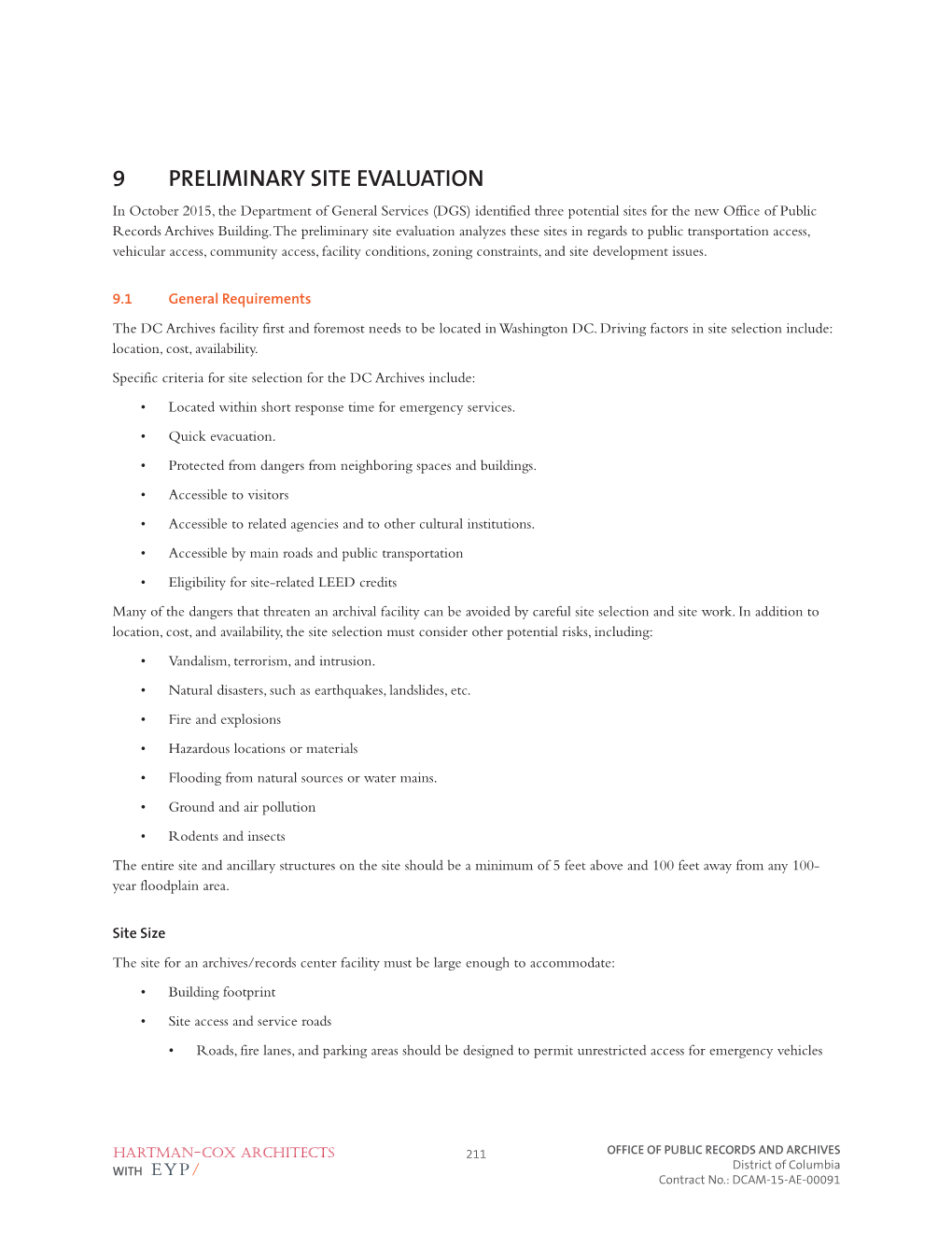 9 Preliminary Site Evaluation