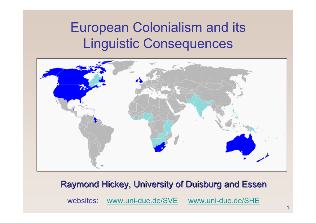 European Colonialism and Its Linguistic Consequences
